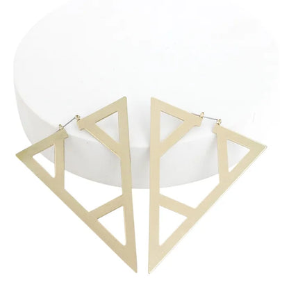Hoop Geometric Pointed Gold Triangle XL Earrings