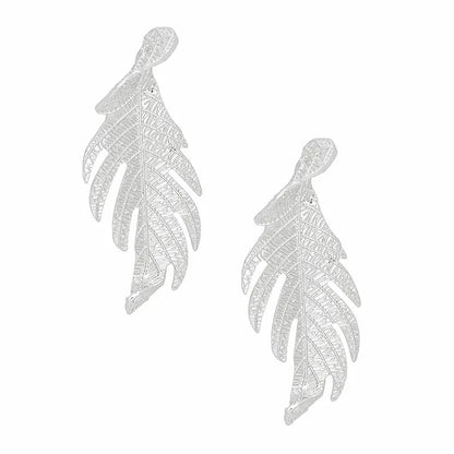 Stud Elongated Twisted Leaf Organic Earrings