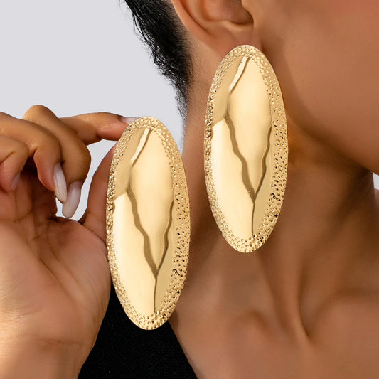 Fashion Heavy Metal Oval Geometry Earrings