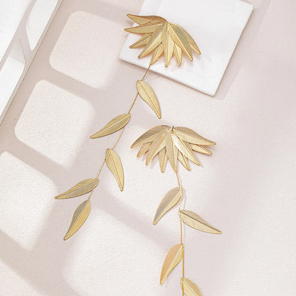 Modern Style Oversized Maple Leaf Ferroalloy Drop Earrings