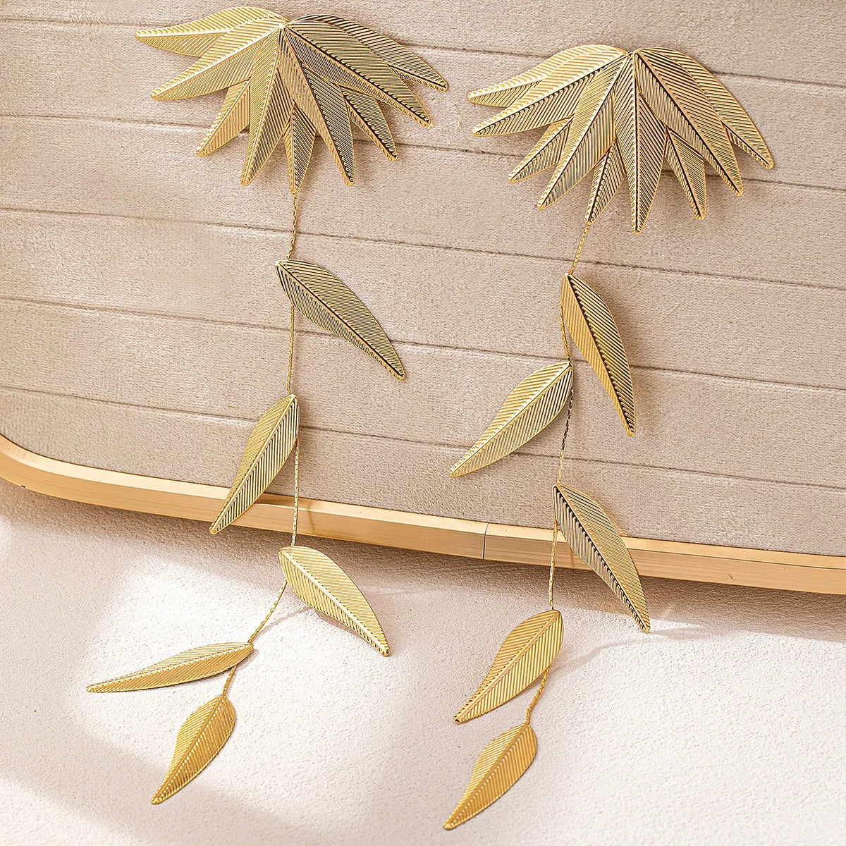 Modern Style Oversized Maple Leaf Ferroalloy Drop Earrings