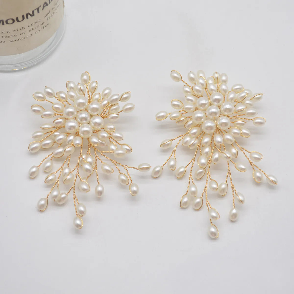 Queen Saida Flower Pearl Plating Alloy Drop Earrings