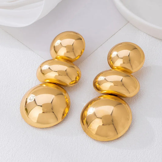Queen Tina Exaggerated Round Drop Earrings