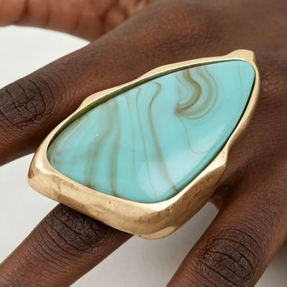 Matte Marble Stone Statement Ring