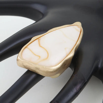 Matte Marble Stone Statement Ring