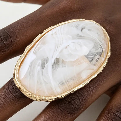 Watercolor Ripple Stone Statement Ring