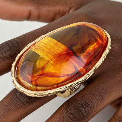 Watercolor Ripple Stone Statement Ring