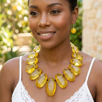 Queen Priscilla Toggle Chunky Red Bead Cord Tribal Necklace Set