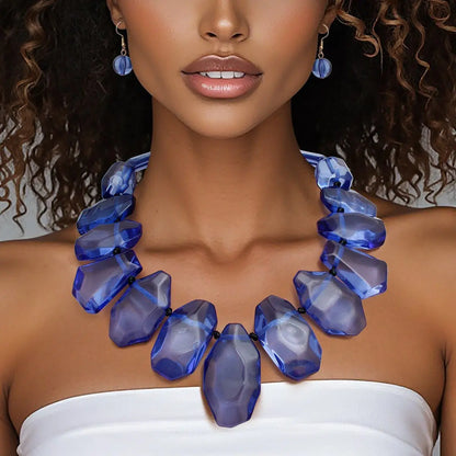 Queen Priscilla Toggle Chunky Red Bead Cord Tribal Necklace Set
