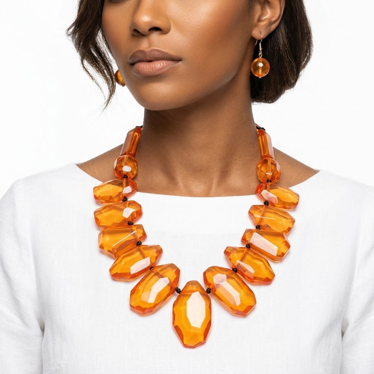 Queen Priscilla Toggle Chunky Red Bead Cord Tribal Necklace Set