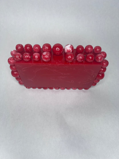 Women Beaded Acrylic Box Clutch Evening Bag