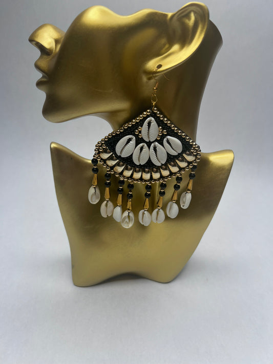 Gbinti Princess Embroidered Cowrie Earrings