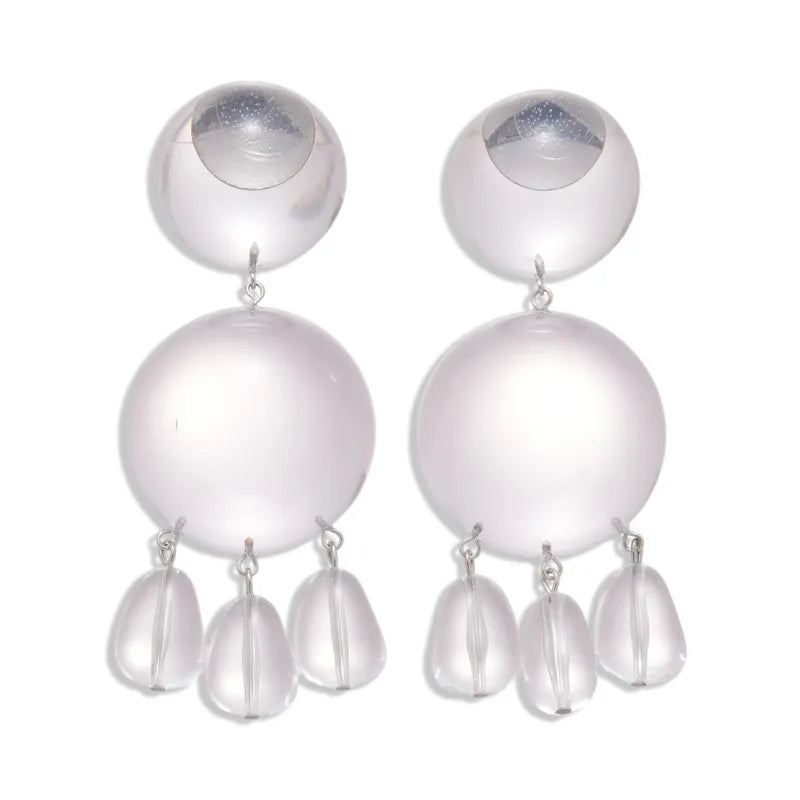 Miss. Wellington Round Water Drop Resin Transparent Geometric Earrings