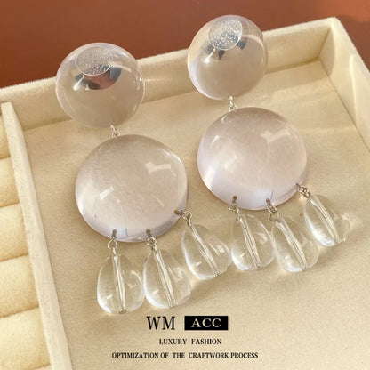 Miss. Wellington Round Water Drop Resin Transparent Geometric Earrings