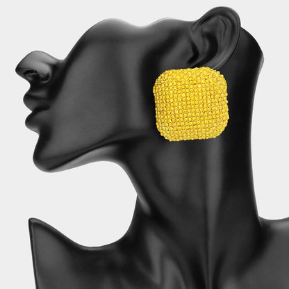 Bold Bling Studded Square Statement Earrings