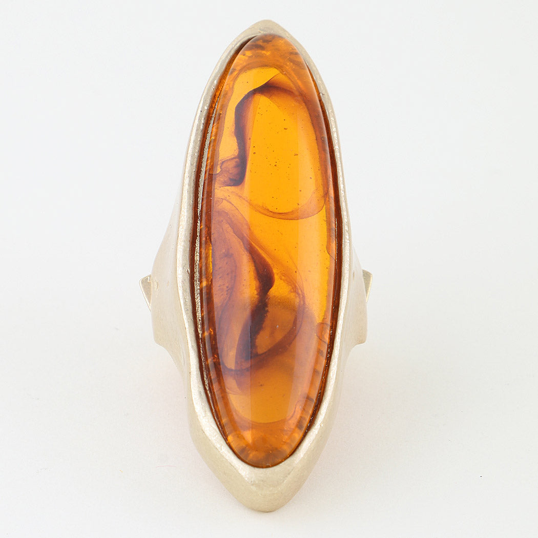 Polished Marble Oval Statement Ring