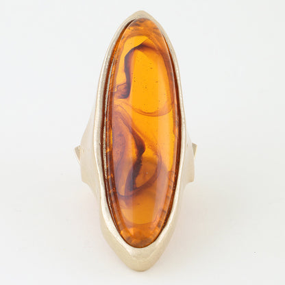 Polished Marble Oval Statement Ring