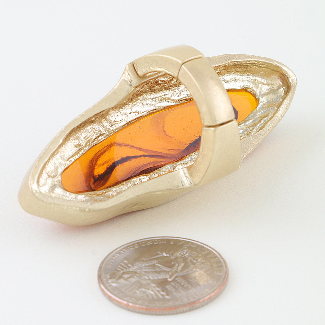 Polished Marble Oval Statement Ring