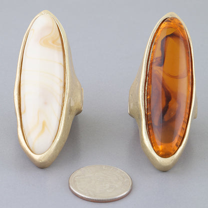 Polished Marble Oval Statement Ring
