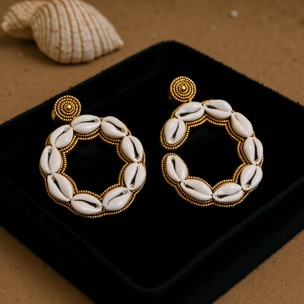 Wellington Titi C- Shape  Cowrie Earrings