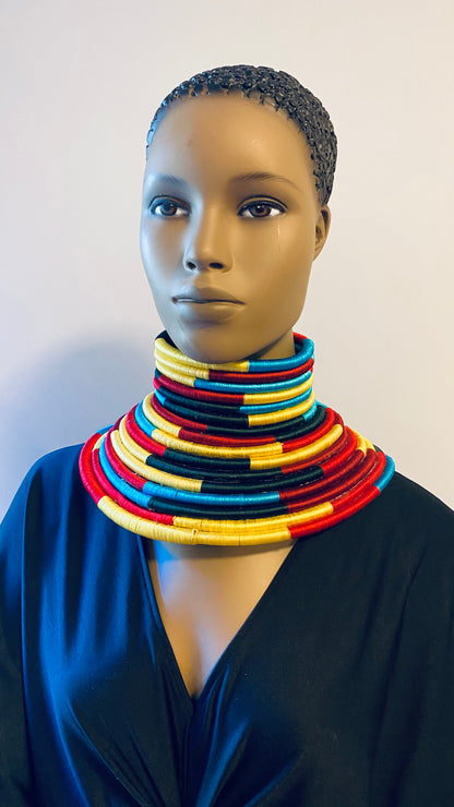 Princess Amina Of Port Loko Tribal Collar Cord Neck Ring with Magnetic Closure