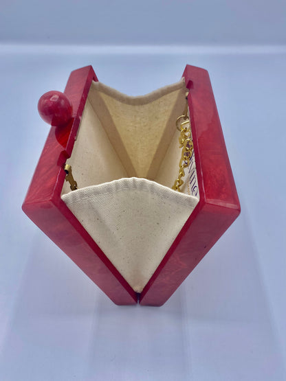 Handcrafted Square Resin with Agate Stone Clutch