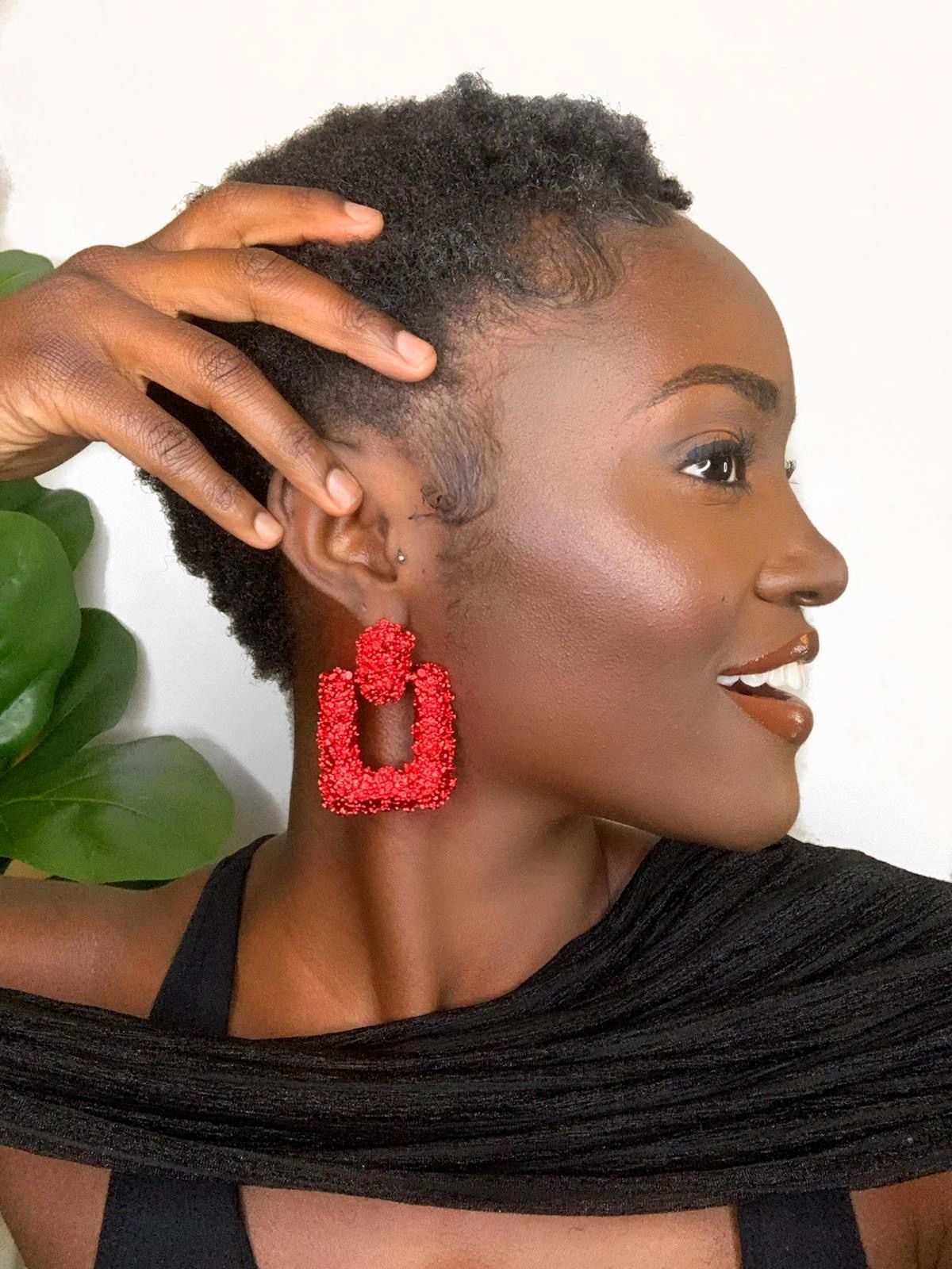 Metal Hammered Square  Earrings