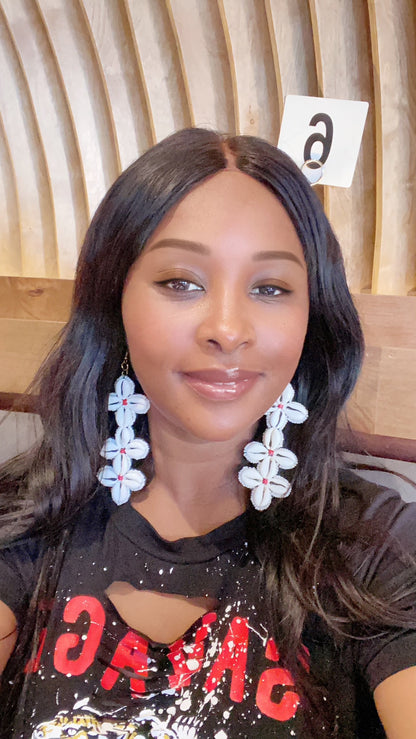 YaDama Embroidered Cowries Earrings