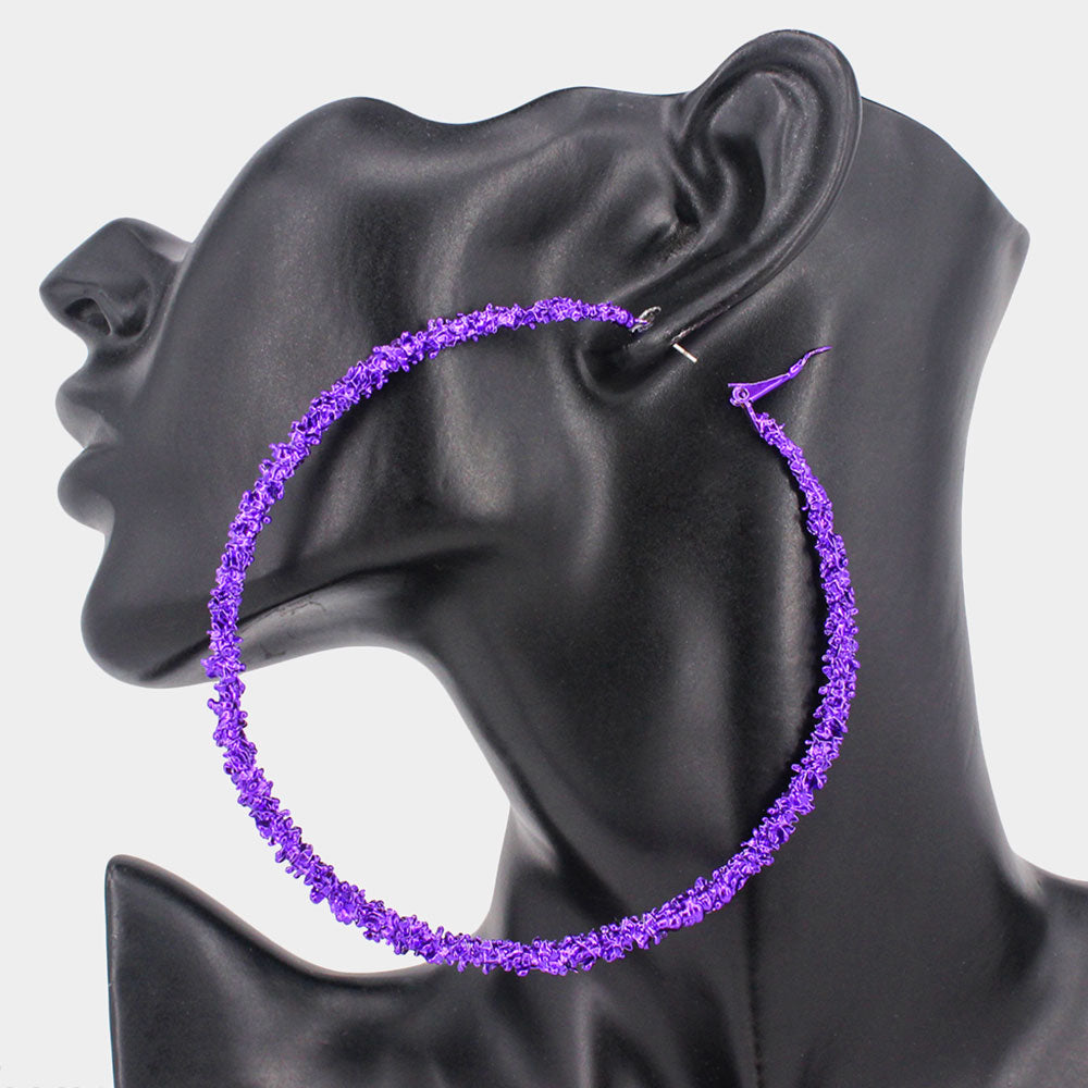 Oversized Texture  Metal Hoop  Earrings