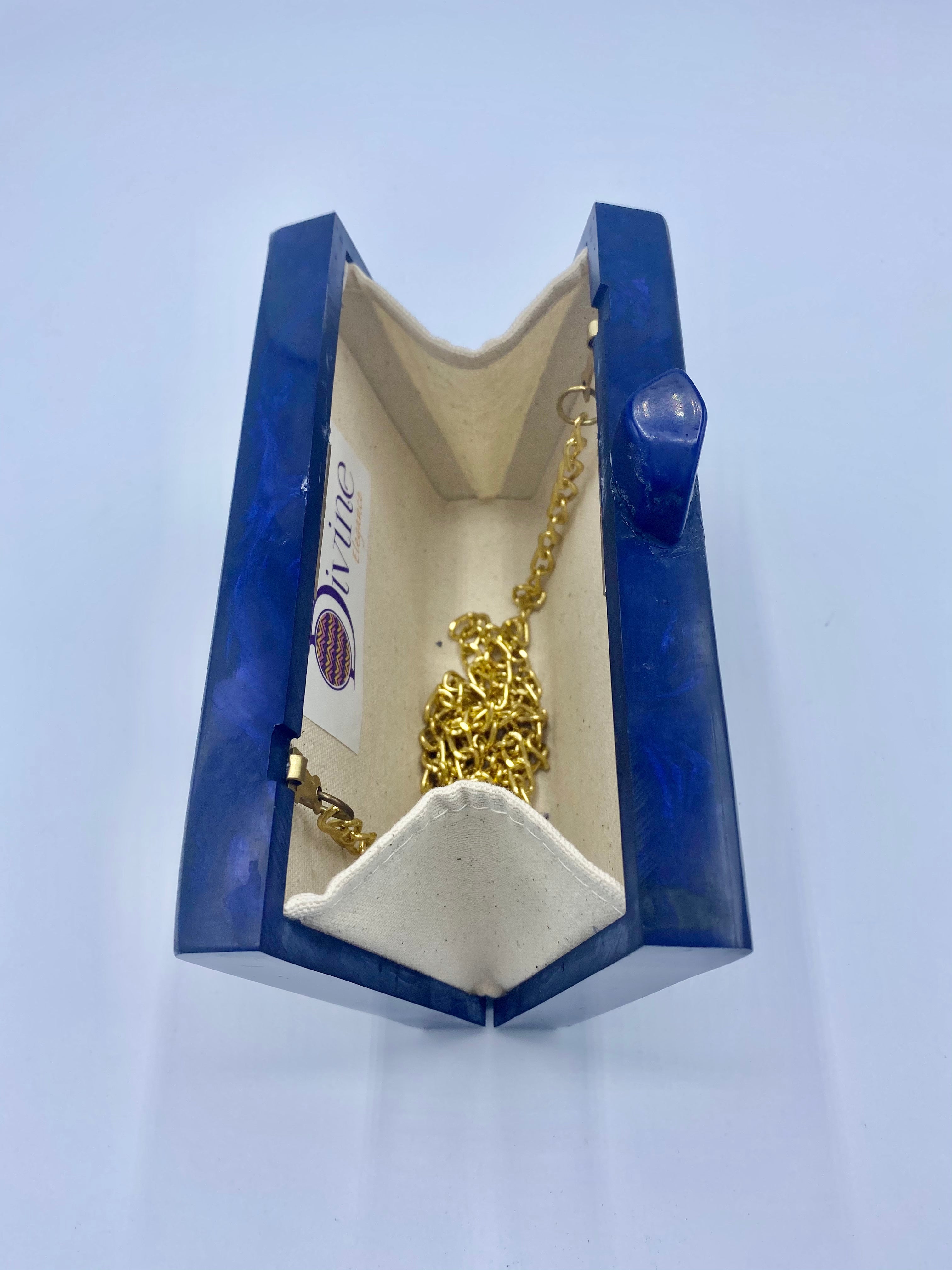 Handcrafted Triangle Resin with embellishment of pearls and stones Clutch