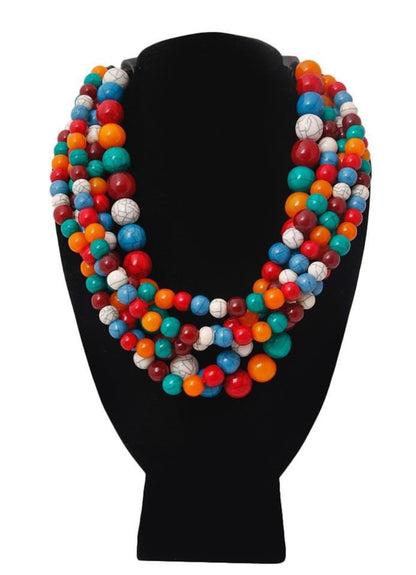Multi Strand Cracked White Beads with  Hook Closure Necklace