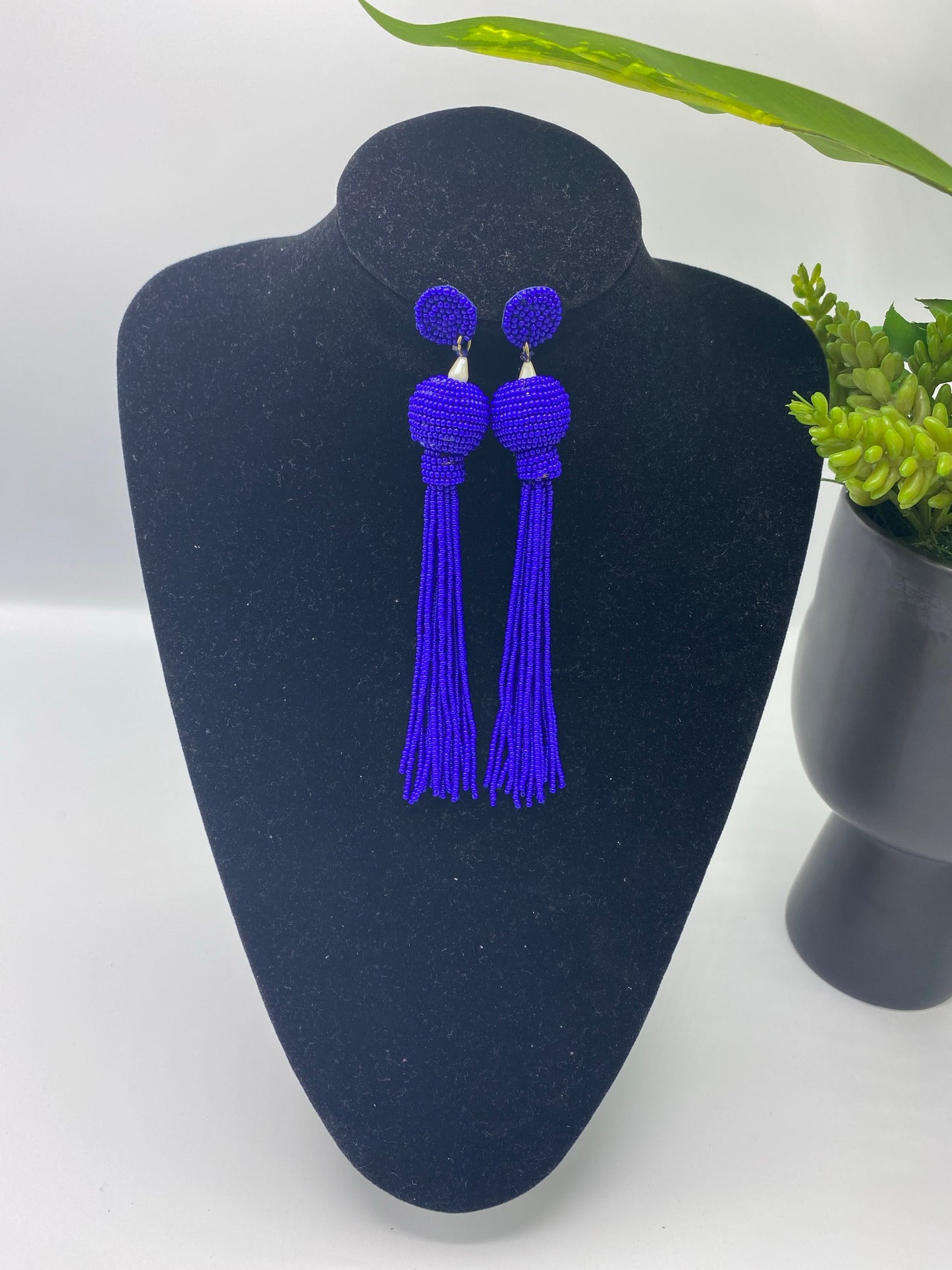 Queen Yama Seed Bead Tassel  Earrings