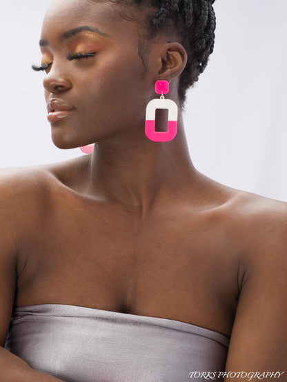 Neon Rectangle Drop Earrings