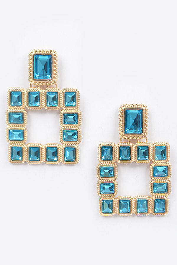 Multi Square Gemstone Earring