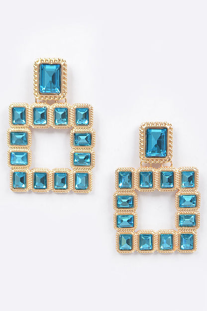 Multi Square Gemstone Earring