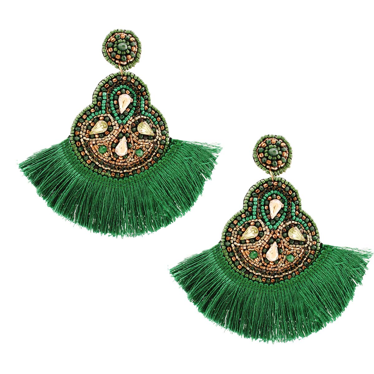 Fan Embroidered Bead Earrings