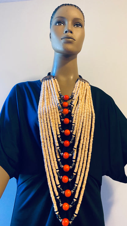 Wooden Multi Layered Bead Necklace