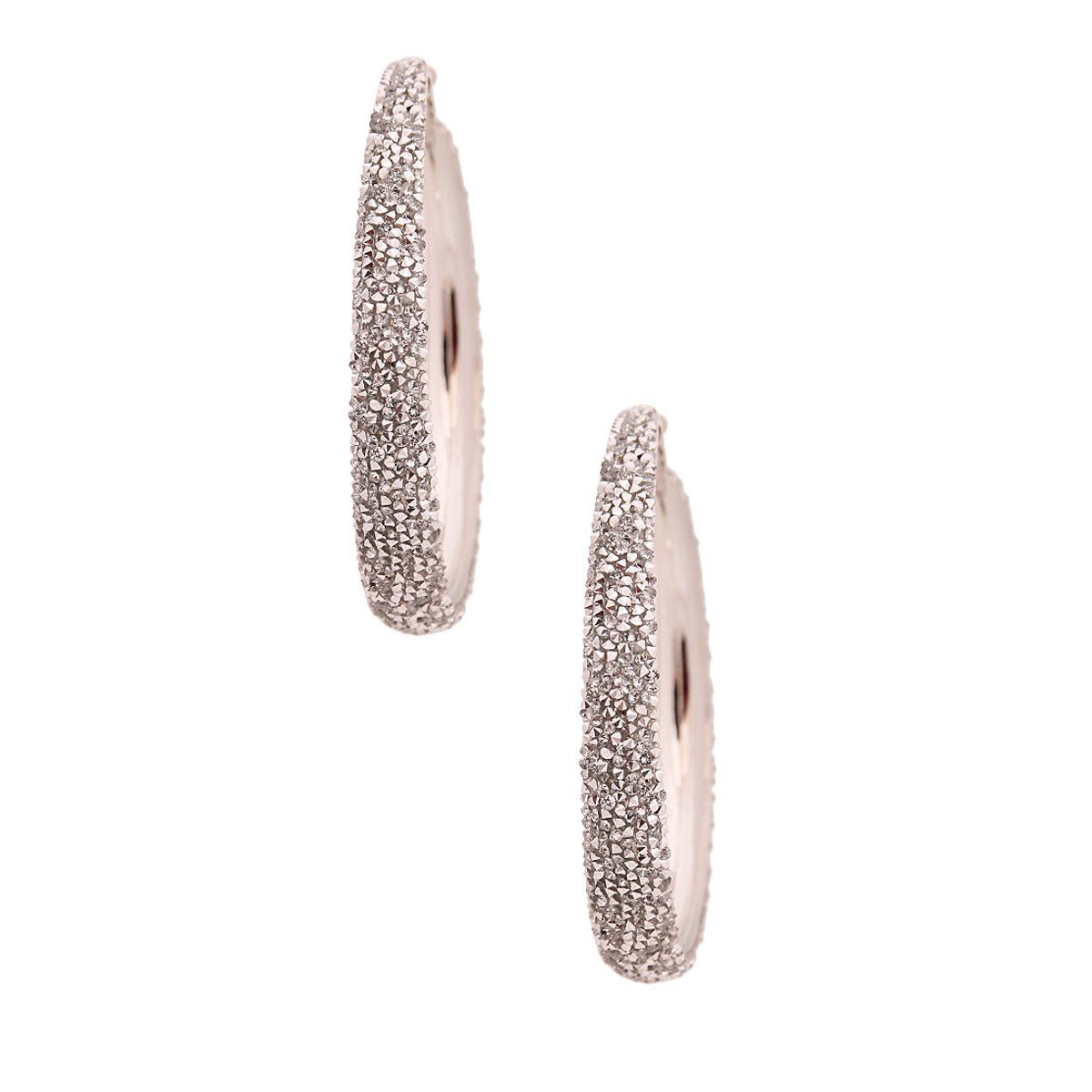 Rhinestone Lined Gold Hoops Earrings
