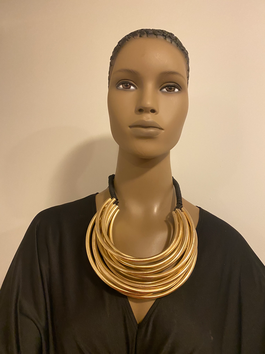 Brass Pipe With Cord Necklace