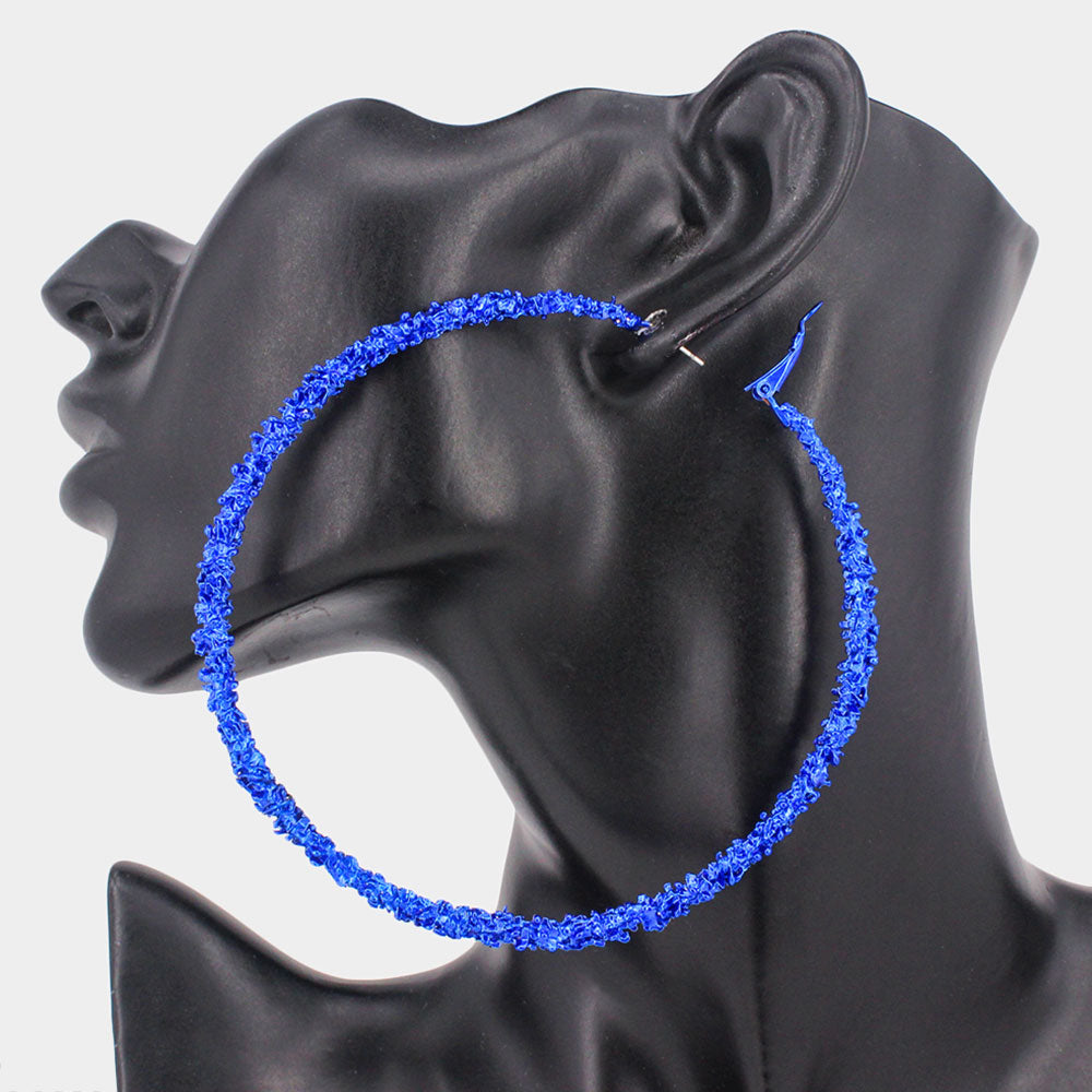 Oversized Texture  Metal Hoop  Earrings