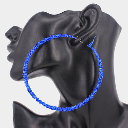 Oversized Texture  Metal Hoop  Earrings