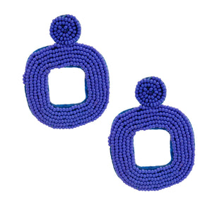 Open image in slideshow, Seed Bead Square Earrings
