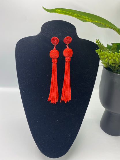 Queen Yama Seed Bead Tassel  Earrings