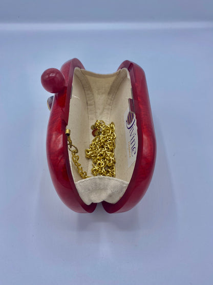 Handcrafted Oval Resin with embellishment of pearls and stones Clutch