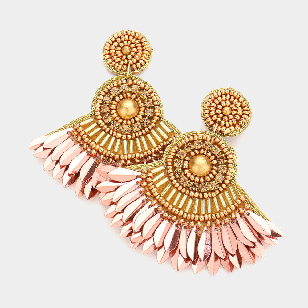 Felt Back Multi Beaded Dangle Earrings