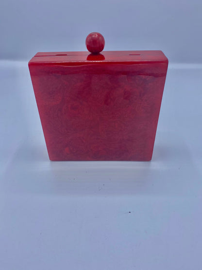 Handcrafted Square Resin with Agate Stone Clutch