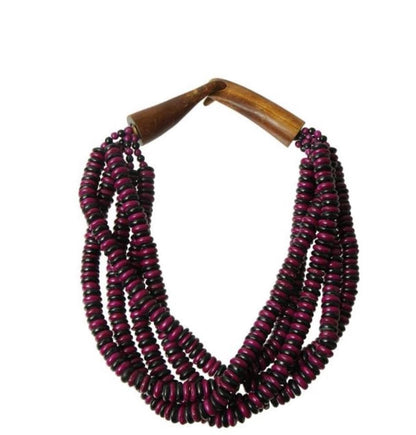 Bead Layered Twist Choker Necklace with  Closure