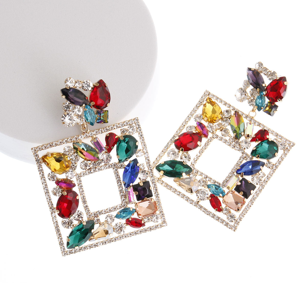 Elegant  Crystal Square Earrings