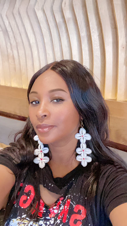 YaDama Embroidered Cowries Earrings