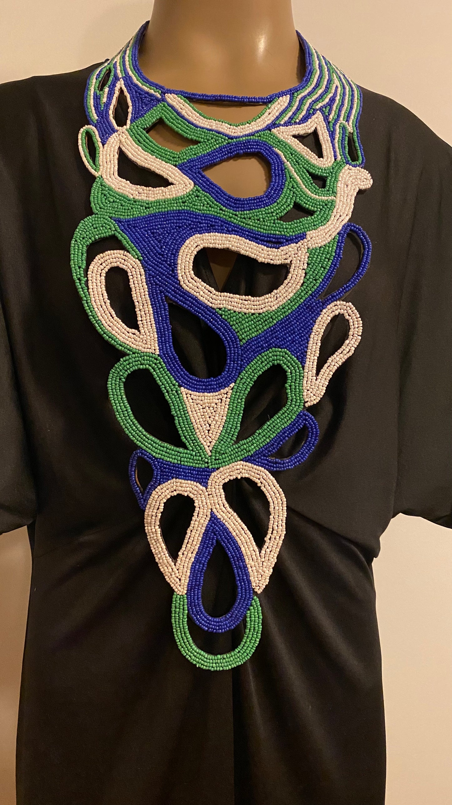 Multi Colors Statement Embroidered forged necklace